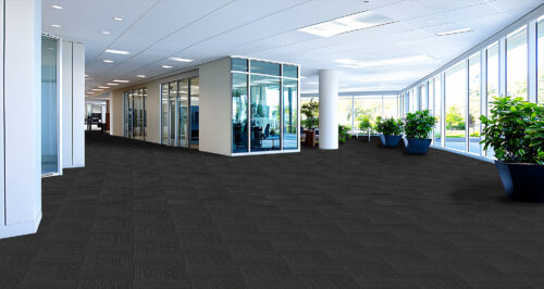 office carpet tiles Lifespace mockup Elemental Stripe Granite Stripe