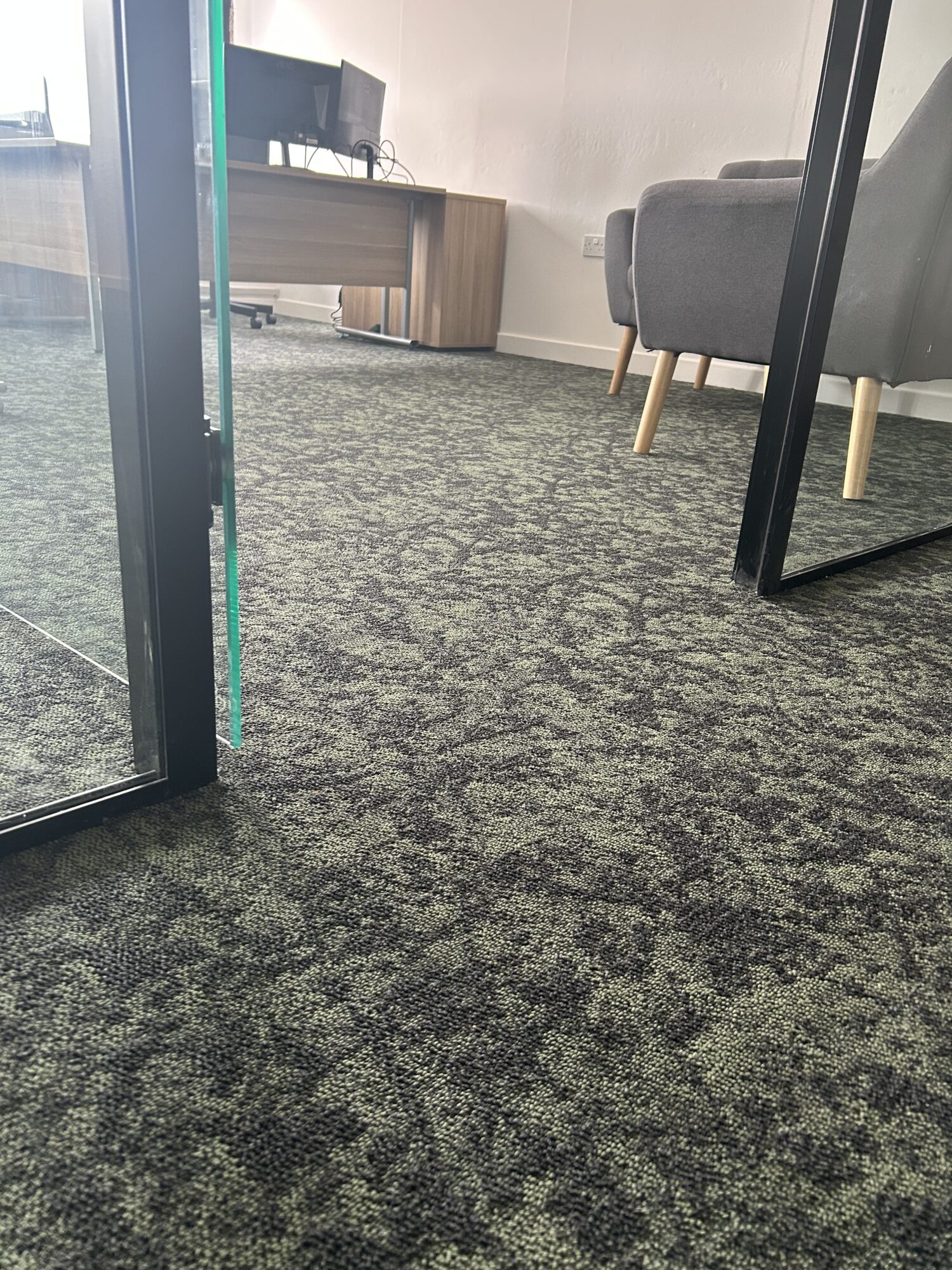grey carpet tiles Venetian Charm Moss Green Lifespace 2